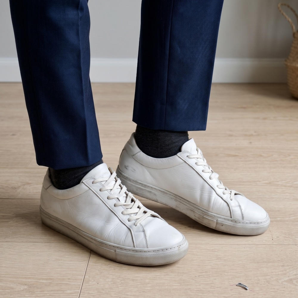 Suitsupply Mens White Sneakers Size 11 Leather Low Top Minimalist Casual